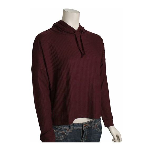 Roxy Comfy Place Crossover Neckline Dropped Shoulders Draw cord Hood Fig Red Lg - Picture 1 of 10